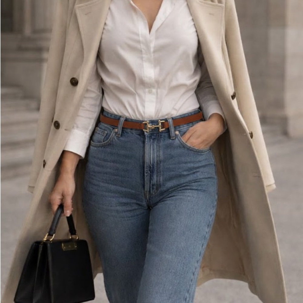 Elegant Tan Leather Belt for Women